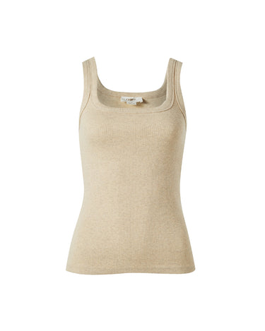 Zaeli Contour Rib Tank Oatmeal Marle - STUDIO JO STORE
